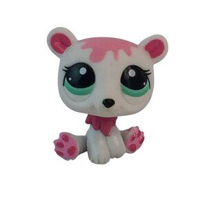 Littlest Pet Shop LPS #2298 Polar Bear White Pink Blythe Teal Eyes